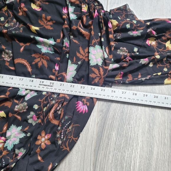 Free People Top Large Black Floral Boho Whimsigoth Dark Cottagecore Fairy Grunge - Picture 4 of 8